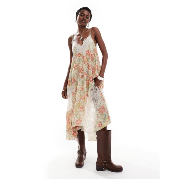 Free People NWT Intimately First Date Boho Printed Maxi Slip Dress | Size M - Picture 1 of 16